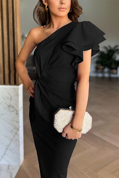 Mya | Midi šaty s odhalenými rameny a rozparkem