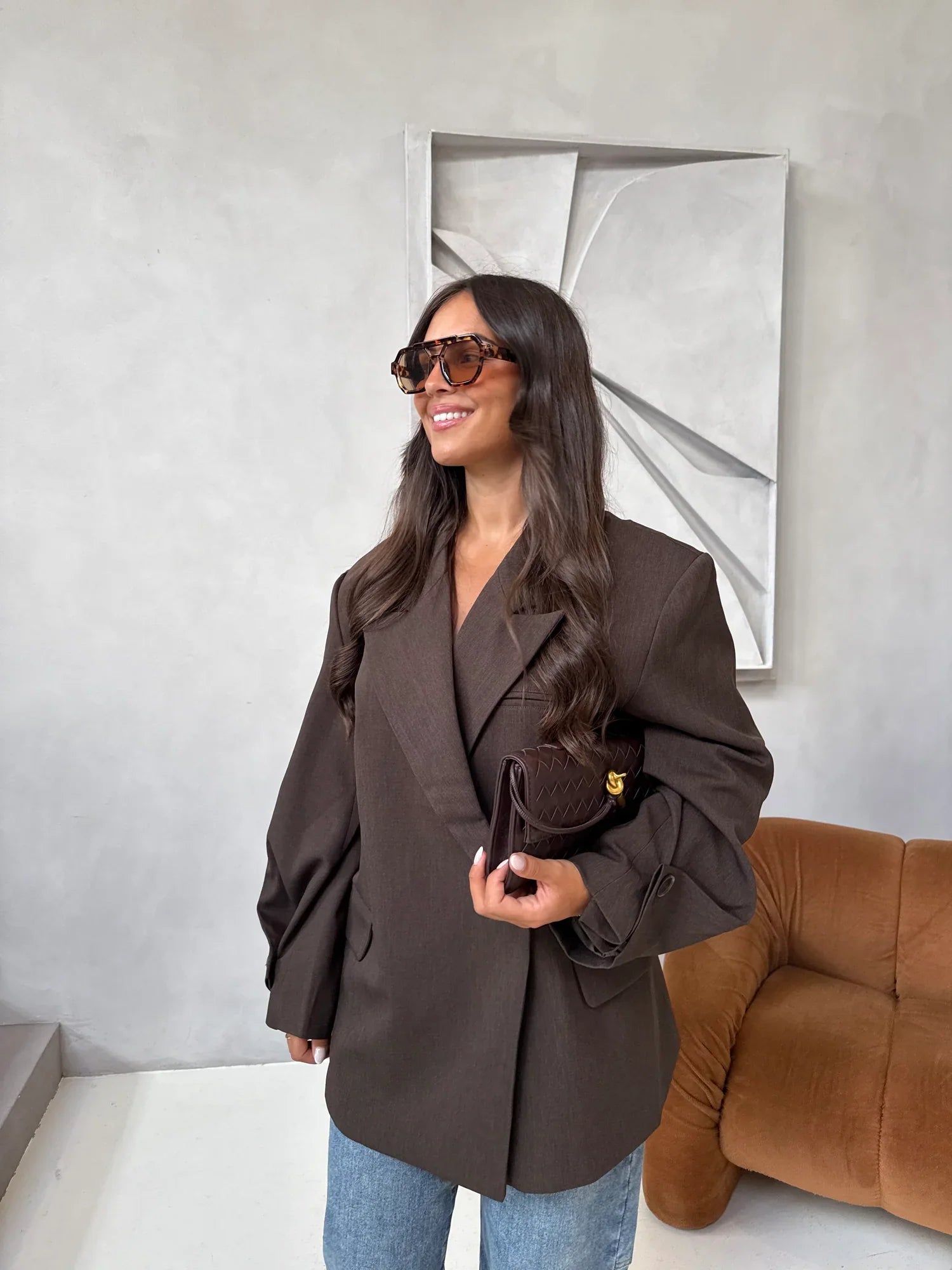 OVERSIZED BLAZER  BROWN