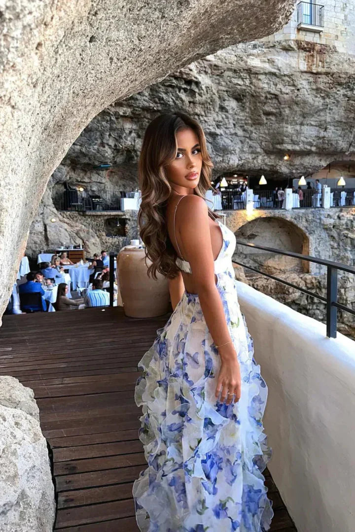 Isra | Volánkové květinové šaty