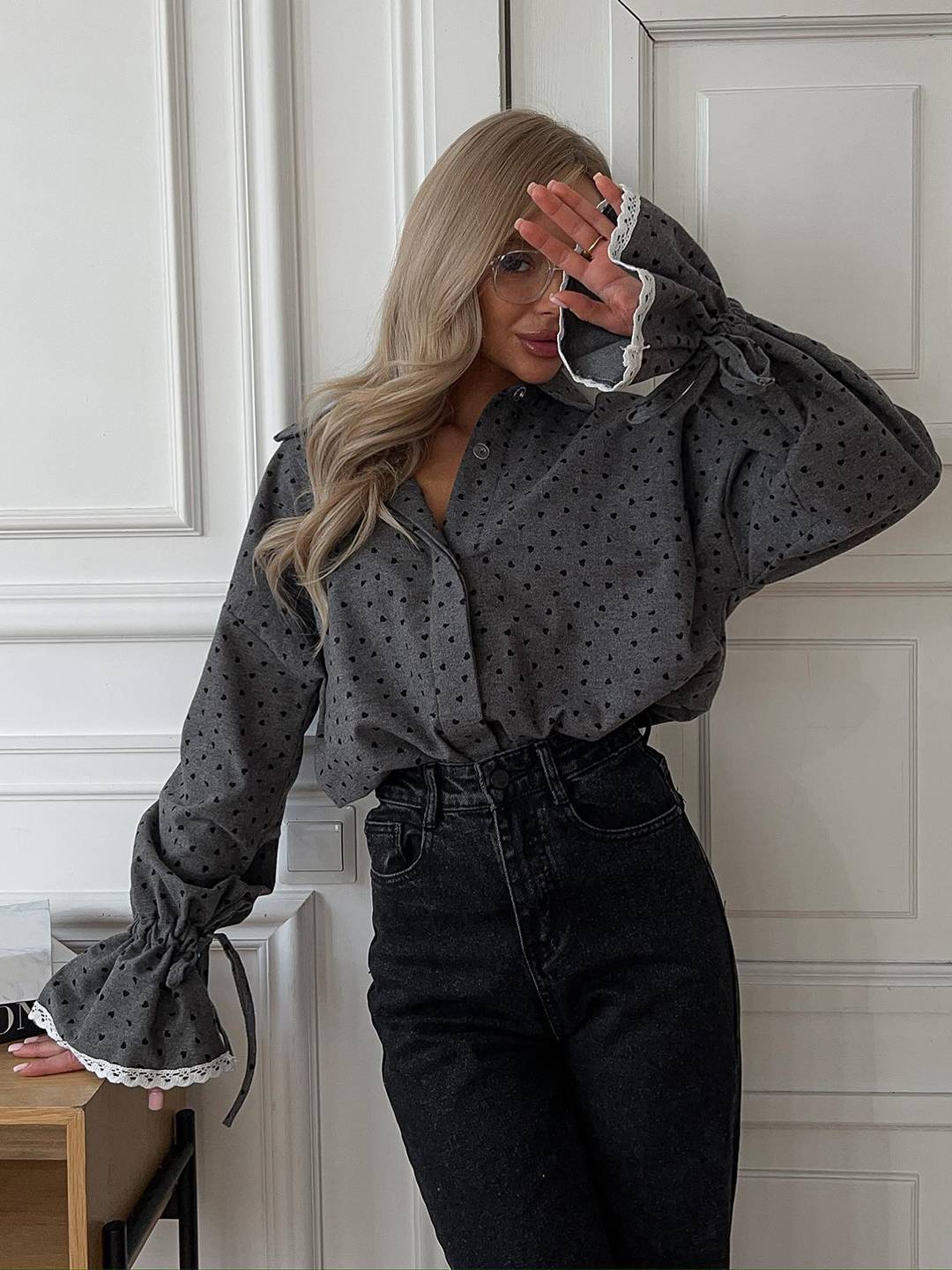 Naoomie – Vintage Polka Dot Lace Blouse