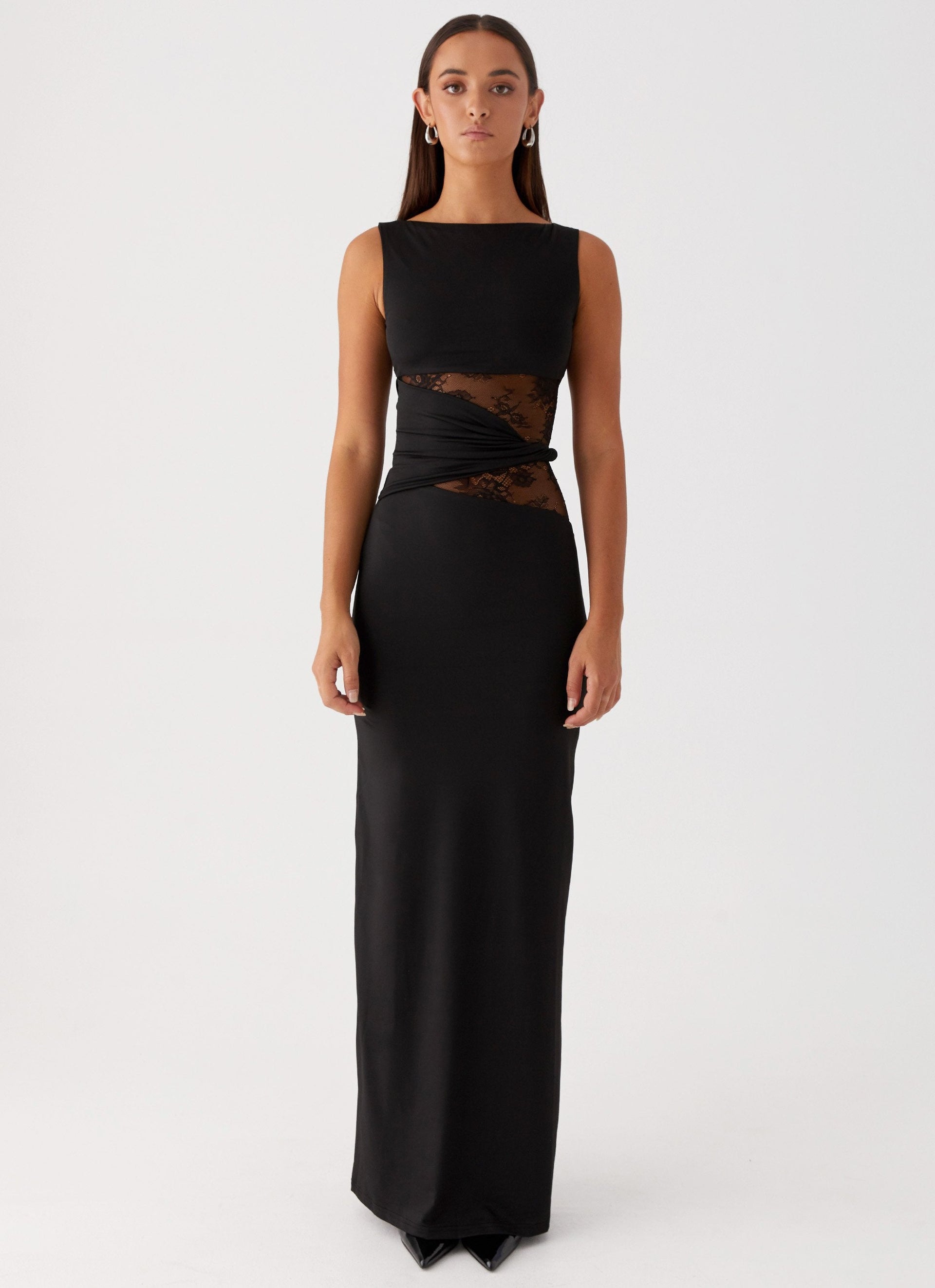 Leni | Figure-Hugging Maxi Dress with Subtle Cutouts and Lacing