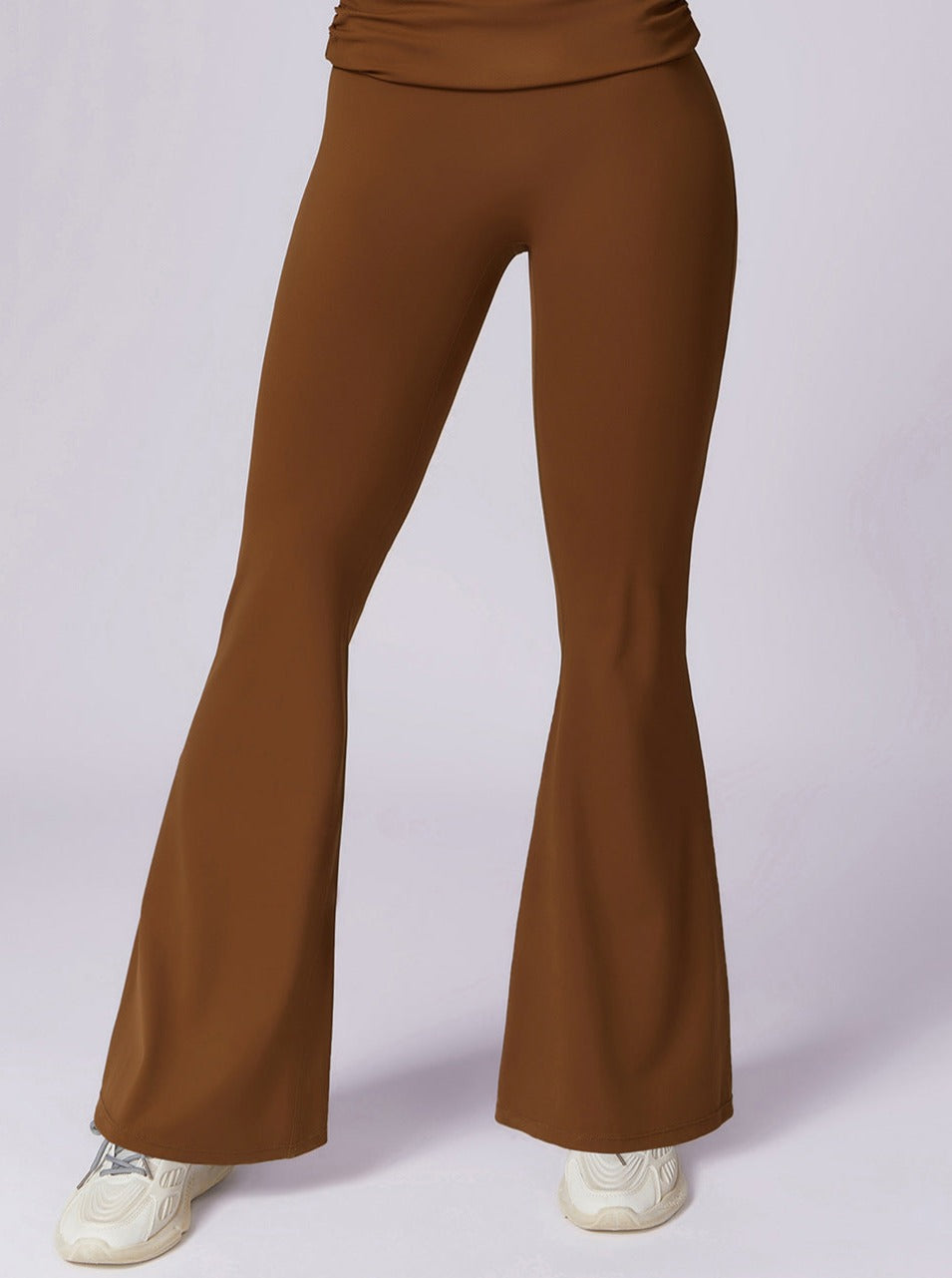 Hochtaillierte Schlaghose v Mokka-Braun