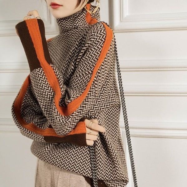 Clémence | Turtleneck Sweater with Contrasting Stripes