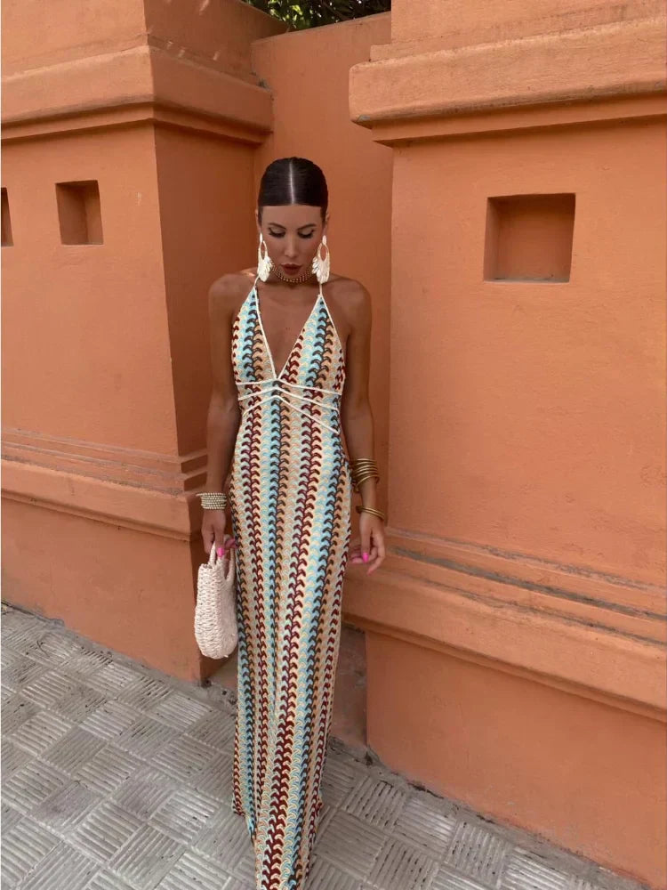 Maxi šaty Dilara s odhalenými zády 