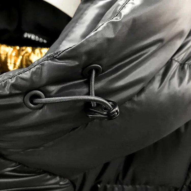 Dlouhá prošívaná zimní bunda | S kapucí a zipem 