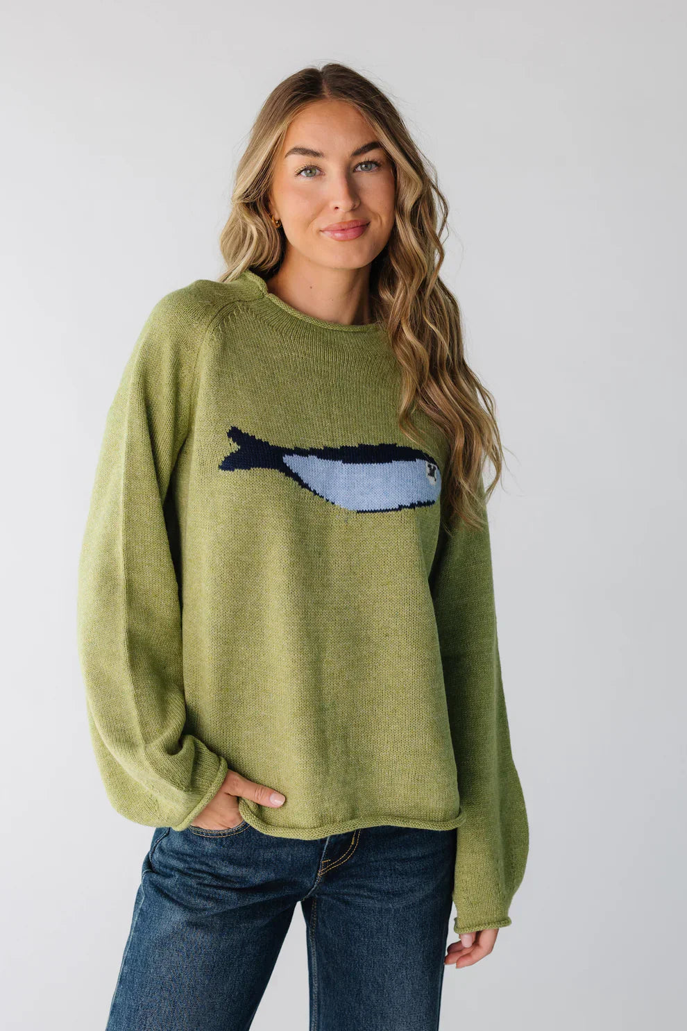 Olive Strick-Fischerpullover