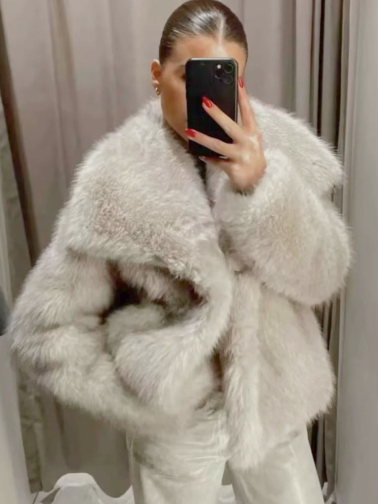 Zimní kožešinová plyšová nadýchaná bunda kabát svrchní oblečení
