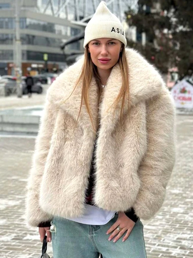 Zimní kožešinová plyšová nadýchaná bunda kabát svrchní oblečení