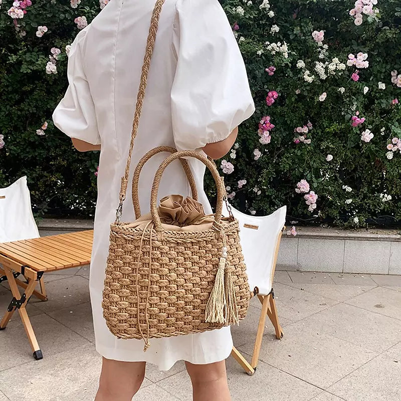 Tkaná kožená letní taška